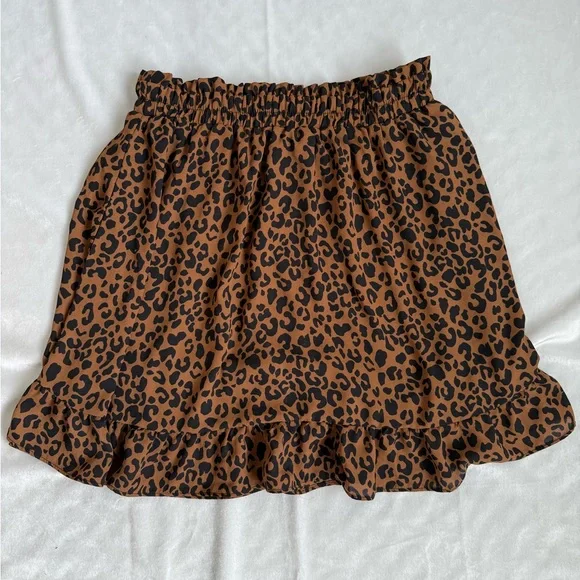 Sienna Sky Brown Leopard Mini Skirt - Picture 1 of 2
